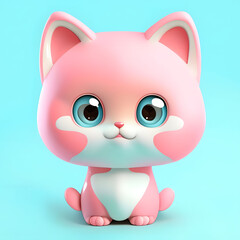 Cartoon character puppy 3d illustration for children. Cute fairytale cat print for clothes, stationery, books, merchandise. Toy puppy 3D character banner, background. Cartoon character 3d cat.