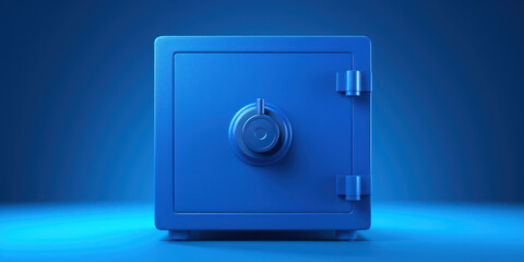 Locked Safe on blue background. Bank deposit, savings protection. Generative AI