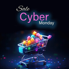 Cyber Monday sale banner background template