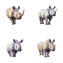 set of cute rhino illustrations for printing on baby clothes, sticker, postcards, baby showers, games and books, safari jungle animals vector © Anasvectorpng