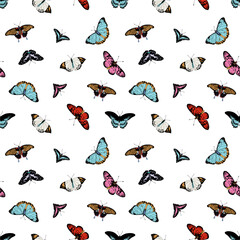 Butterfly vintage vector colorfull seamless pattern