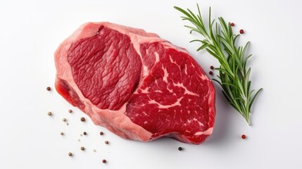 Obraz premium fresh raw rib eye steak isolated on white background.