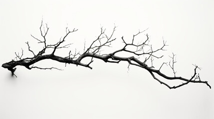 A black and white photo of a dead tree branch