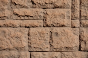Closeup of brown concrete brick veneer wall with random layout