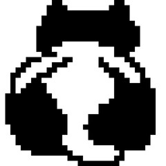 behind cute kitty cartoon pixel art 8 bit vector Glyph icon

