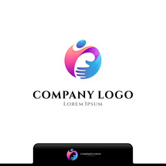 Hand care logo, People with hand logo icon
