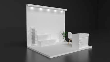 12 feet by 8 feet Exhibition  Stall 3d Render with out Branding