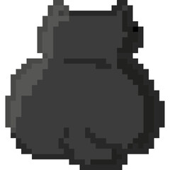 behind cute kitty cartoon pixel art 8 bit vector Flat icon