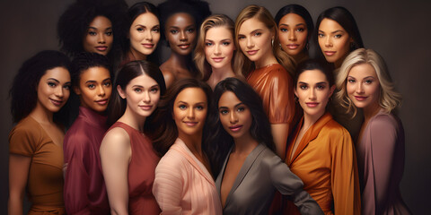 Captivating Diversity: Portrait of Beautiful Women, Each with Remarkable Skincare