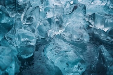 Ice cubes floating in water