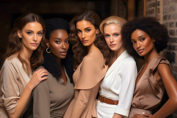 Obraz premium Embracing Beauty's Spectrum: Multiracial Group of Women with Natural Radiance and Style