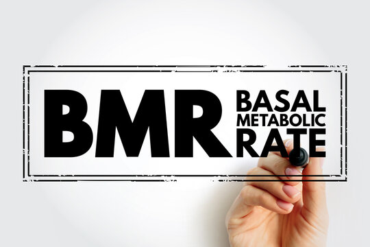 BMR Basal Metabolic Rate - number of calories you burn as your body performs basic life-sustaining function, acronym text stamp concept background
