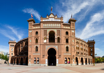 Madrid, Spain - August 18, 2023: Las Ventas Bullring, a Moorish style building situated in the...