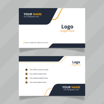 Modern and creative design idea for contact information  card. Simple and minimal design presentation for business card. Colorful and editable visiting card design concept  Black and yellow color .