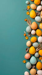 Easter eggs. Mobile phone wallpaper. Space for text on the left