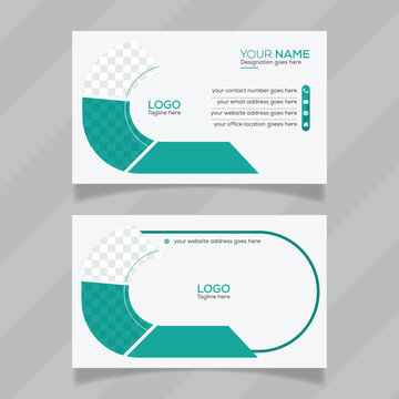 Minimal design or vector mockup for business card. Professional and geometrical contact information card. Easy to customize illustrator file for office stationery. 