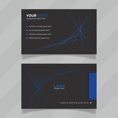 Abstract design template for personal identity card. blue Black color business card design presentation. Horizontal and modern design concept for name card. Printable double sided visiting card design