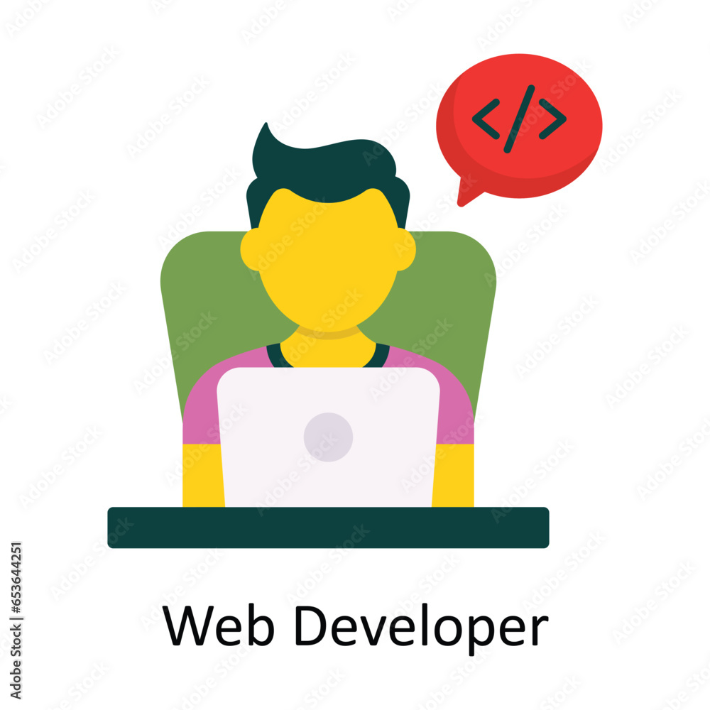 Poster web developer vector flat icon design illustration. symbol on white background eps 10 file