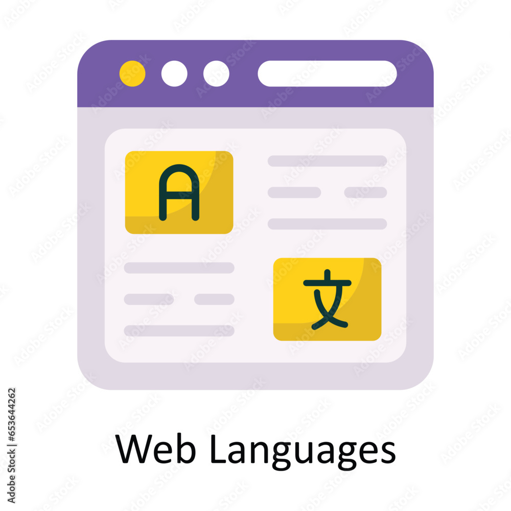 Aufkleber web languages vector flat icon design illustration. symbol on white background eps 10 file