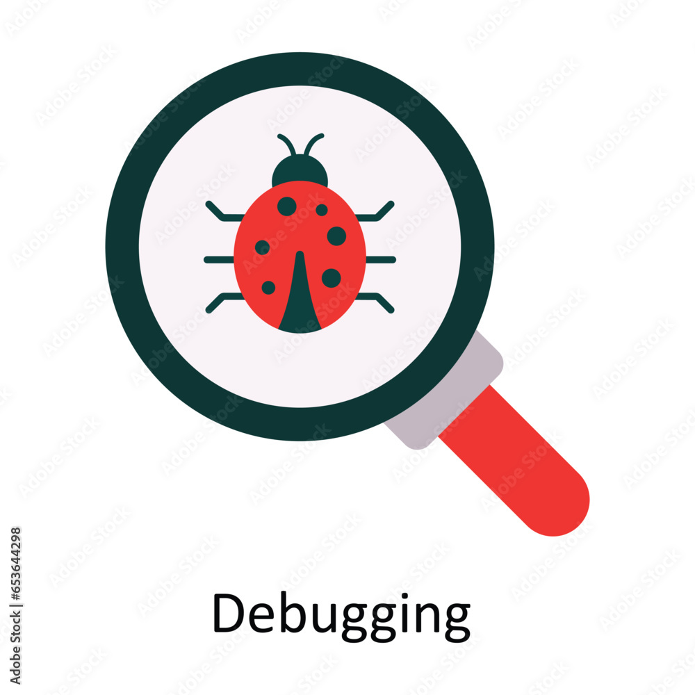 Poster debugging vector flat icon design illustration. symbol on white background eps 10 file
