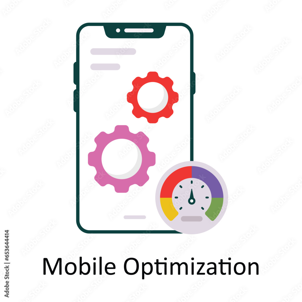 Aufkleber mobile optimization vector flat icon design illustration. symbol on white background eps 10 file