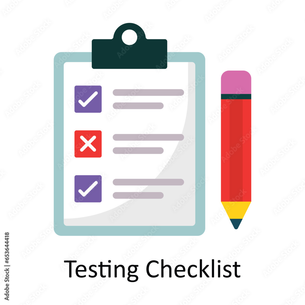 Poster testing checklist vector flat icon design illustration. symbol on white background eps 10 file