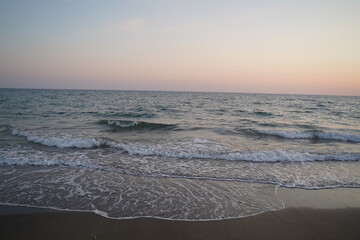 Sunset evening landscape sea photo. Beautiful, amazing sunset and view.