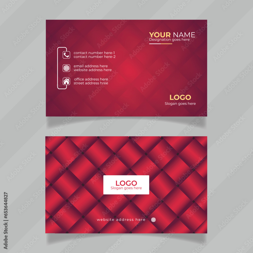 Poster unique and luxury design concept for personal identity card. red and gold color stylish business car