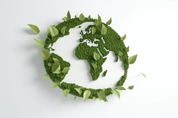 The Earth made of green leaves, representing nature and sustainability