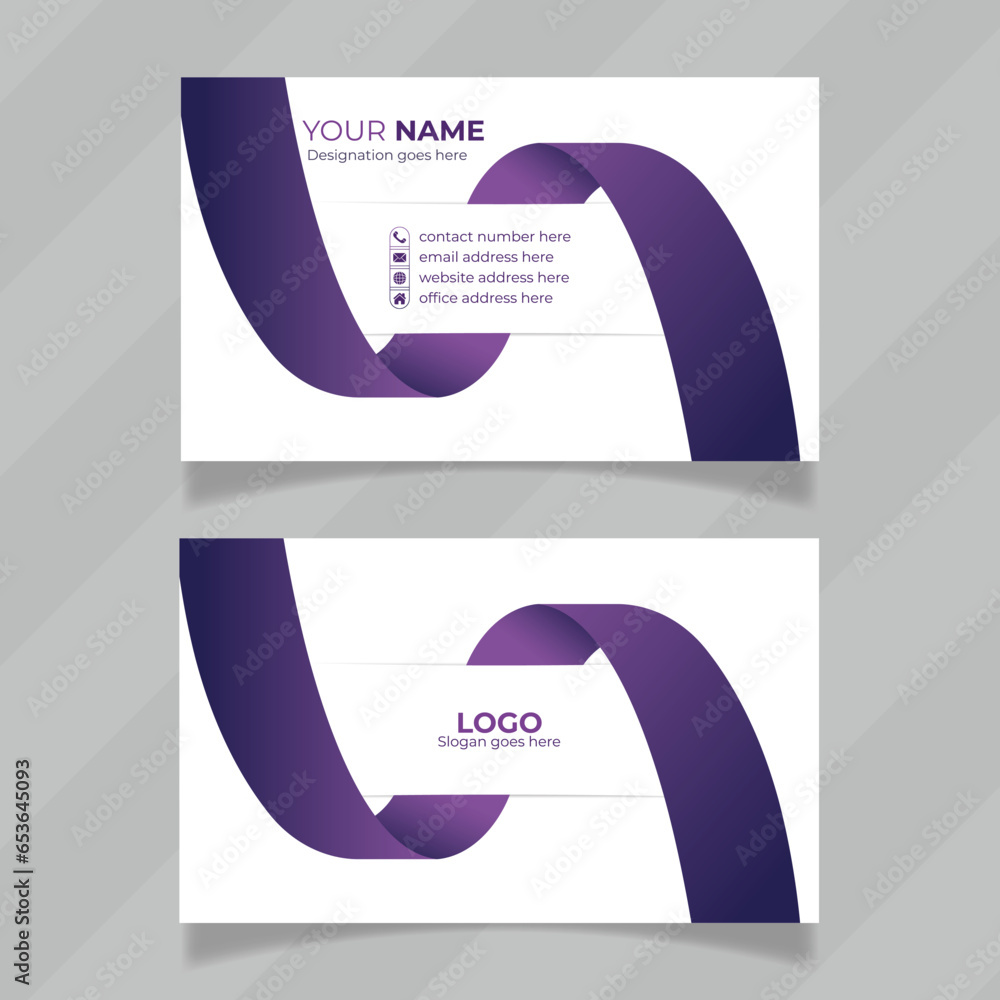 Poster double sided modern design concept for business card. purple color stylish design presentation for p
