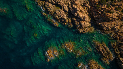 The coastline of the north-west of Sardinia. Di Cala Beach near Canneddi. Photos taken with a drone. Sardinia, Italy.