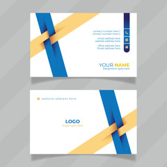 Stylish and abstract design presentation for personal appointment card. Yellow and blue color business design with vector layout. Double sided professional visiting design with white background.  