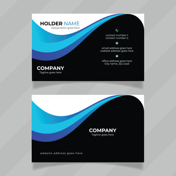 Modern or elegant design concept for personal contact information card. Stylish and unique design or vector mockup for business card. Easy to customize visiting card design with organic shape. 
