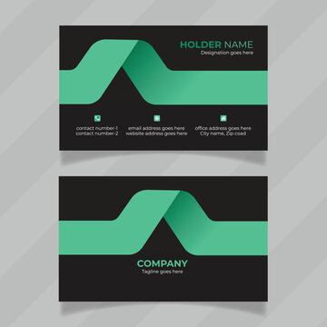 Easy to customize vector layout file for stationery or visiting card. Simple and minimal design template for business card with black background. Colorful personal contact card with black background