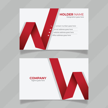 Red color and geometrical design idea for personal contact information card. Double sided professional visiting card design presentation. Vector and editable layout file for business card concept.   