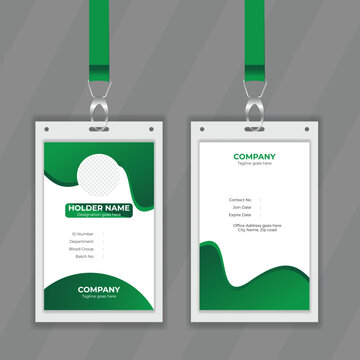 Vector and modern design concept for office stuff information card. Stylish and easy to edit design for student identity card. Green color design presentation for office employee information card. 