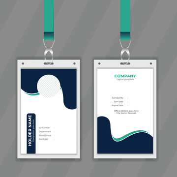 Minimal design layout file for office employee information card. Stylish design idea for corporate stationery. Vertical design for membership card also editable layout file. Colorful ID card design.