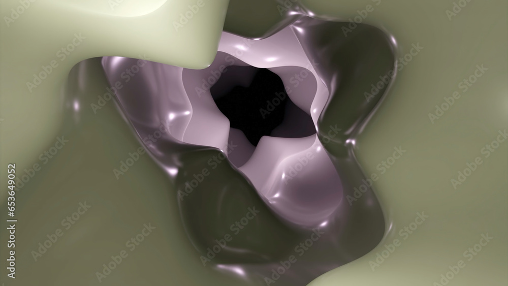 Poster whirlpool with bubbling 3d liquid. design. layers of moving fluid in abstract 3d tunnel. tunnel with