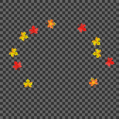 Green Floral Background Transparent Vector. Leaf October Card. Red Pattern Foliage. November Leaves Illustration.