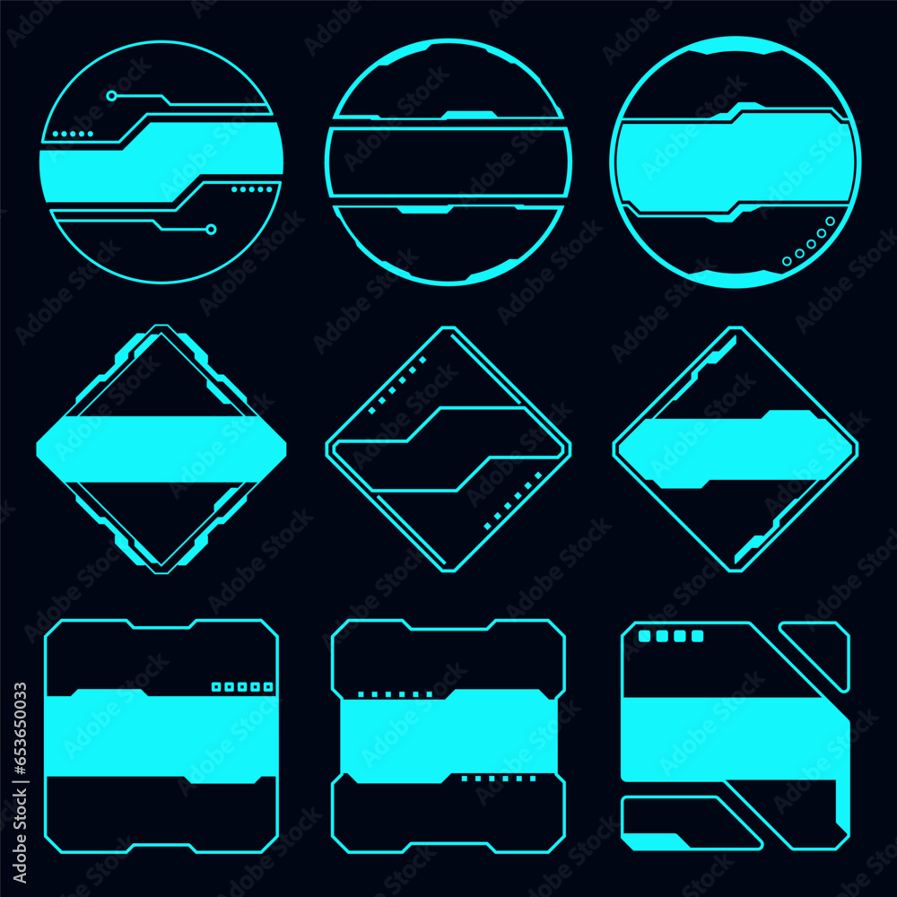 Poster vector geometric shape frame technology futuristic element.