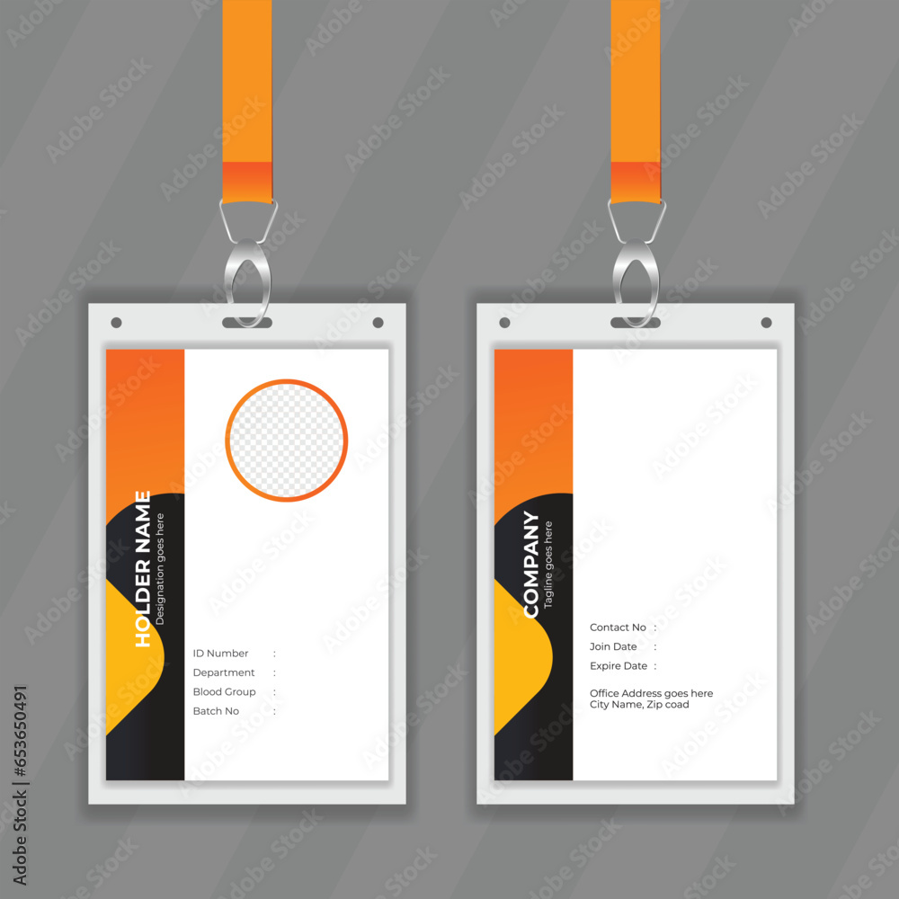 Poster simple and modern design template for id card with orange color. double sided or easy to customizabl