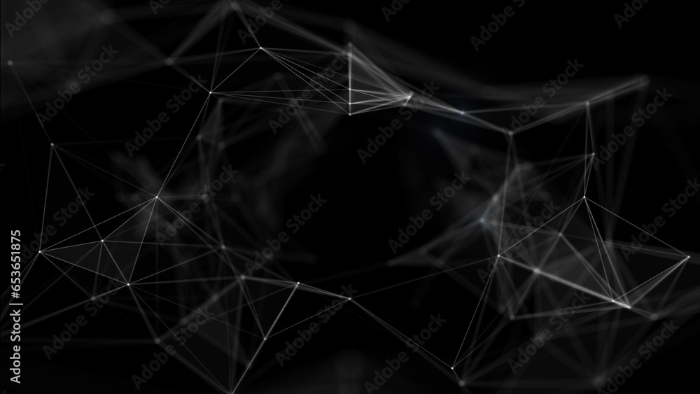 Poster Digital blue color connection dots and lines, Big data and network connection for technology and business abstract background , 3D rendering