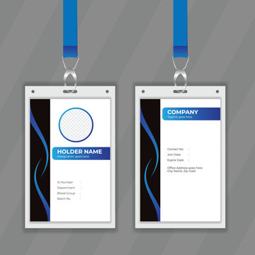 Vector template design layout for corporate identity card design. Stylish and elegant design presentation for ID card. Blue and Black color student information card design also customizable AI file.