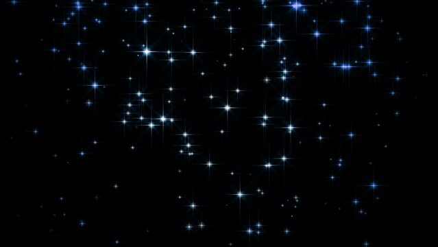 青い光の粒子がキラキラと瞬きながら落ていく　ループ動画　アルファ
