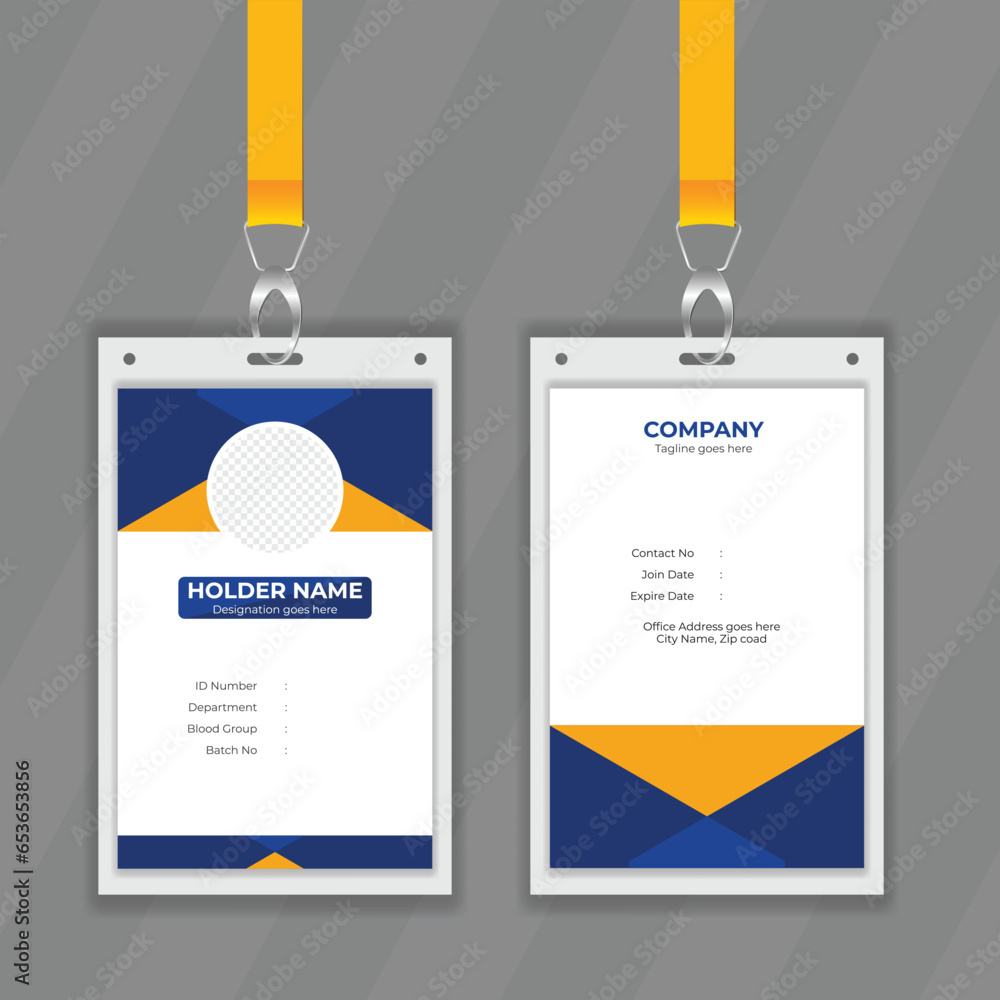 Poster simple design template for office stuff information card. normal identity card design mockup with ye