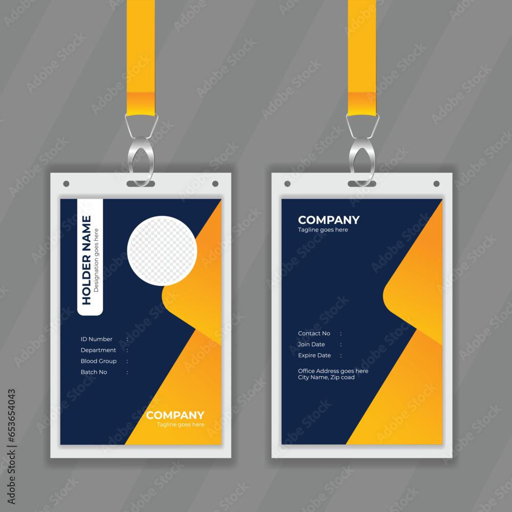 Poster double sided vector design layout for student information card. stylish and elegant design for id ca