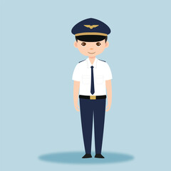 Pilot Officer cartoon character with Uniform