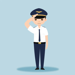 Pilot Officer cartoon character with Uniform