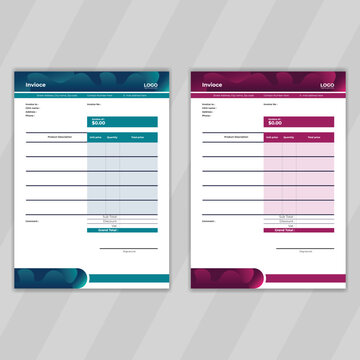 Abstract design idea for invoice also editable and easy to print. Modern design concept for billing with white background and multiple color. Colorful finance document design also vector layout file. 