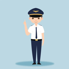 Pilot Officer cartoon character with Uniform